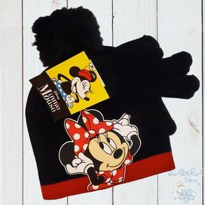 NWT 2 PCS MINNIE MOUSE GIRLS BEANIE HAT & GLOVES